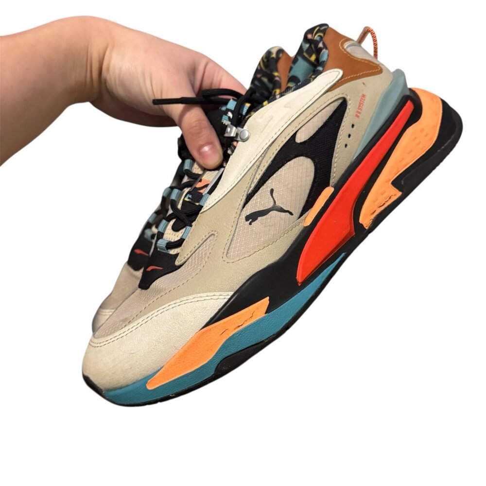 Puma R System Mens Multicolor Sneakers Size 8.5 Colorblock Chunky